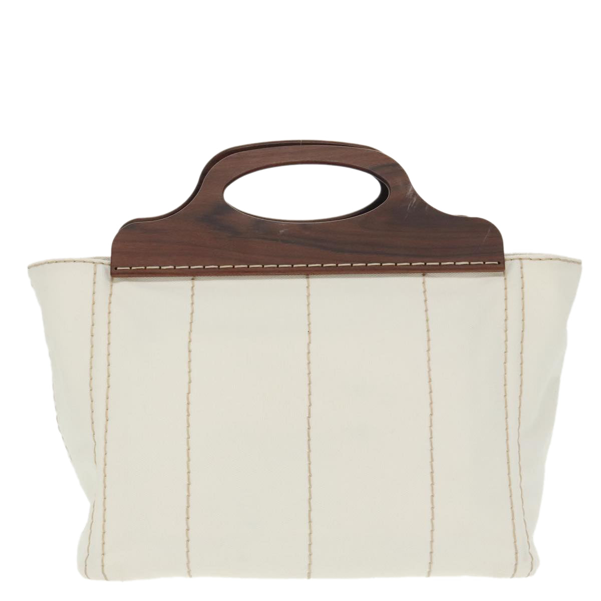 PRADA Canapalage Hand Bag Canvas White Silver 1BG350
