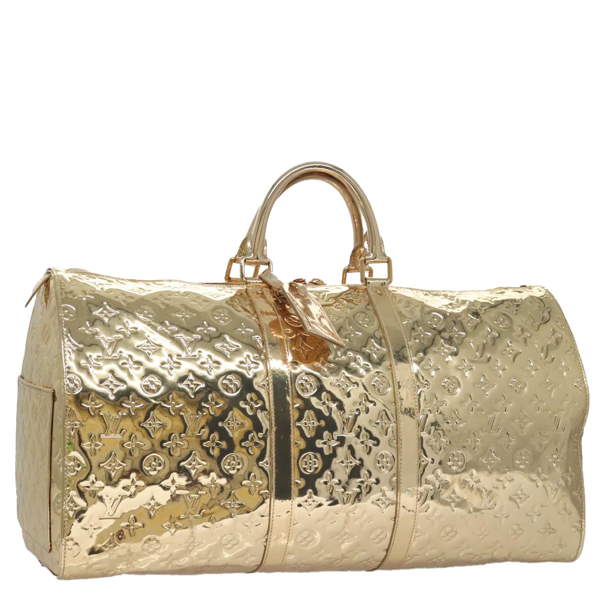 Louis Vuitton Monogram Miroir Keepall 55 Boston Bag Gold LV