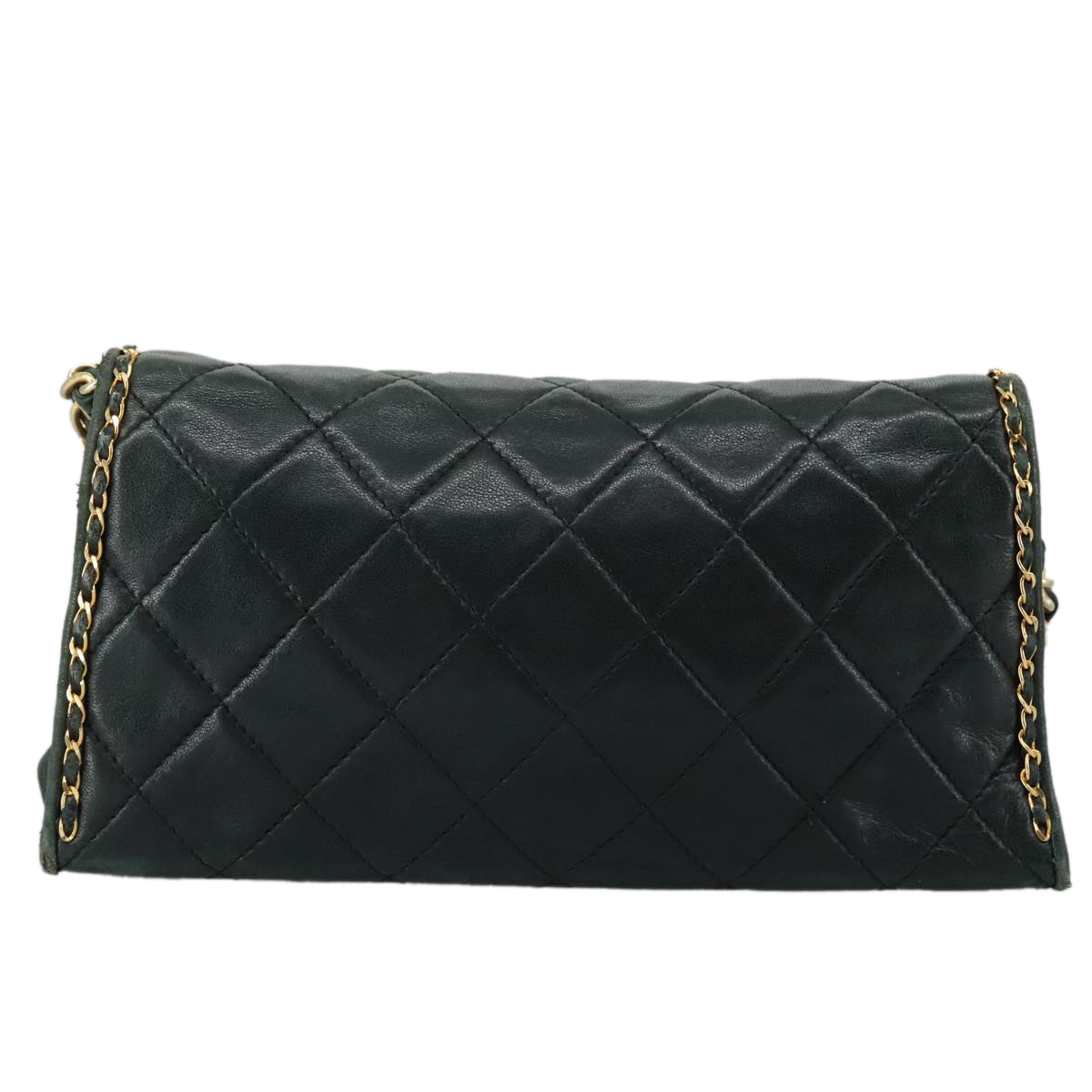 CHANEL Chain Shoulder Bag Leather Black CC