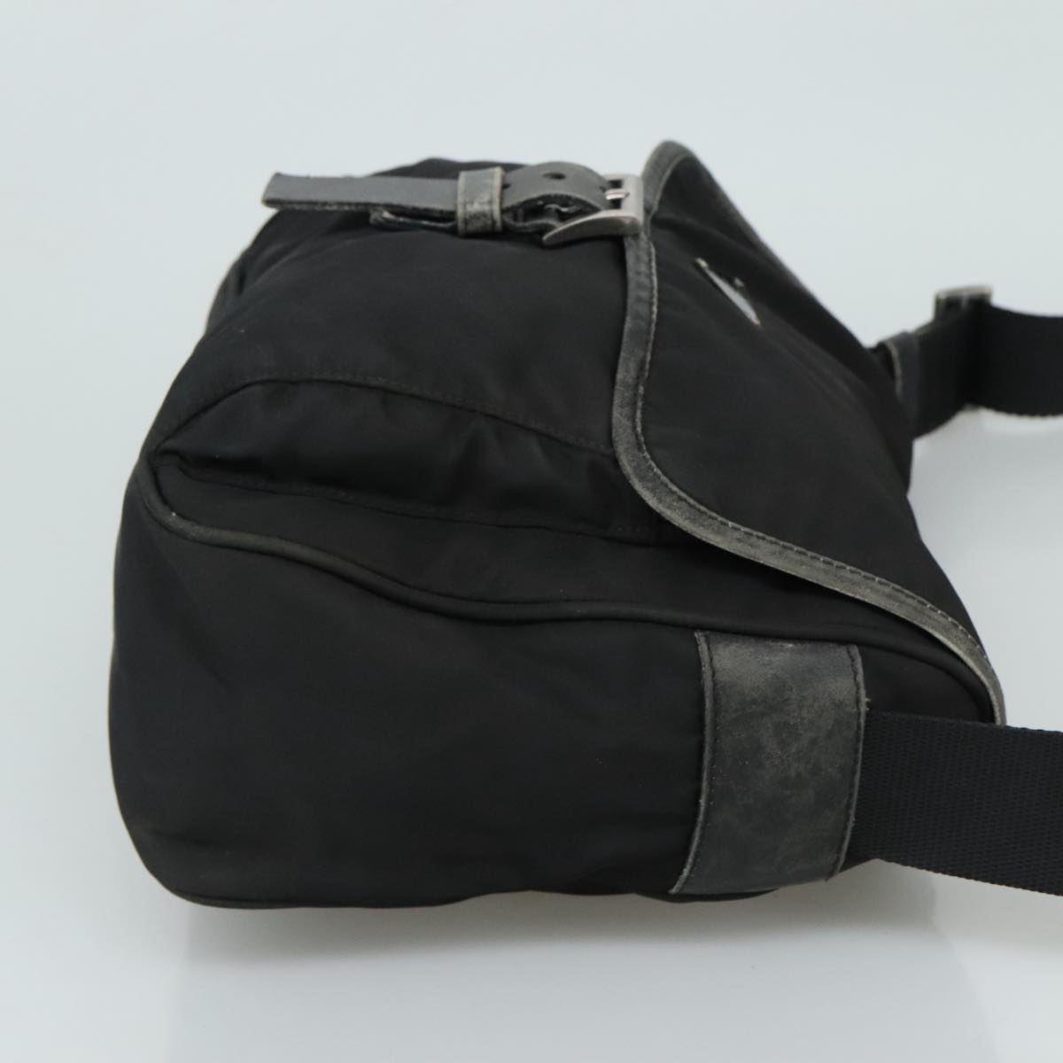PRADA Shoulder Bag Nylon Black Silver