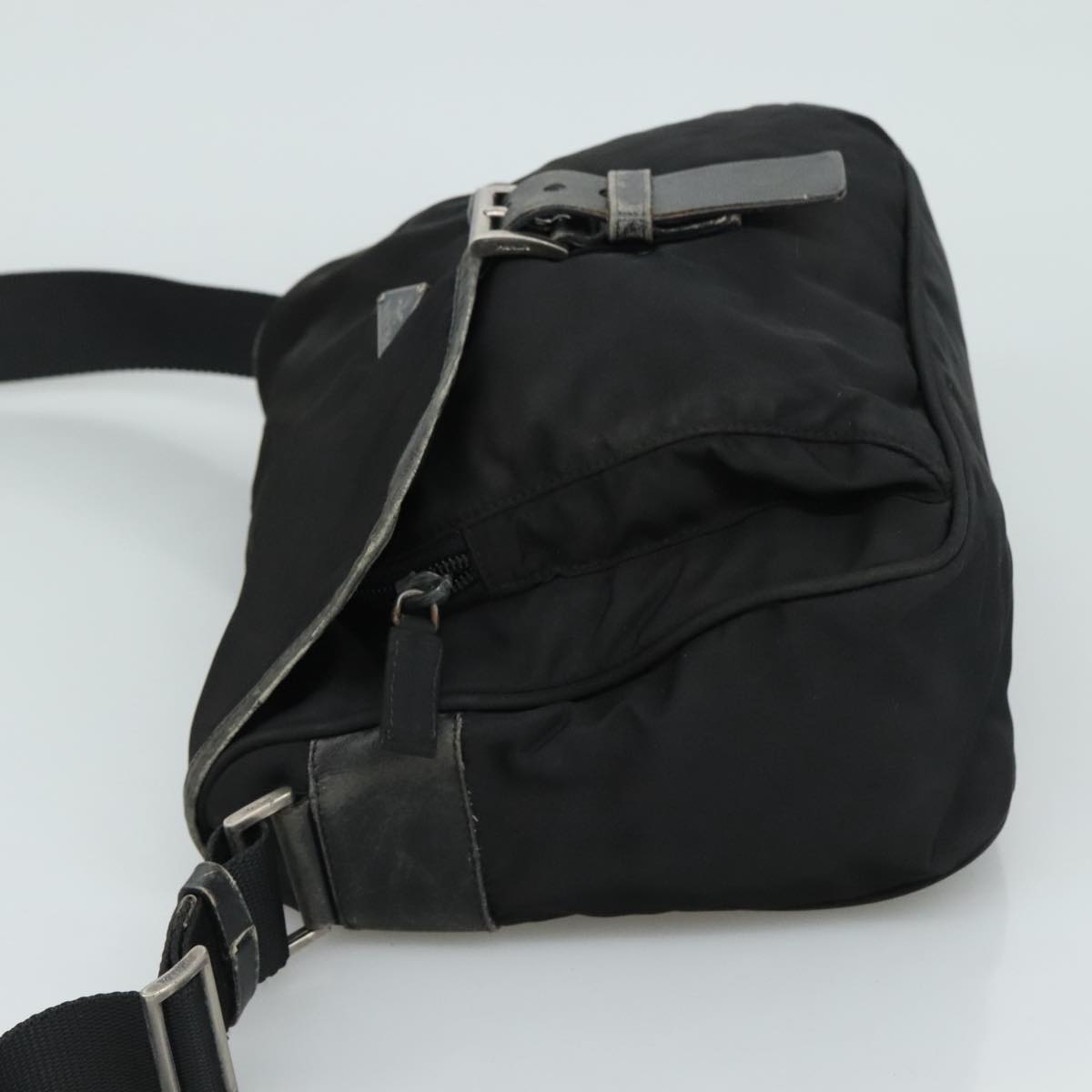 PRADA Shoulder Bag Nylon Black Silver