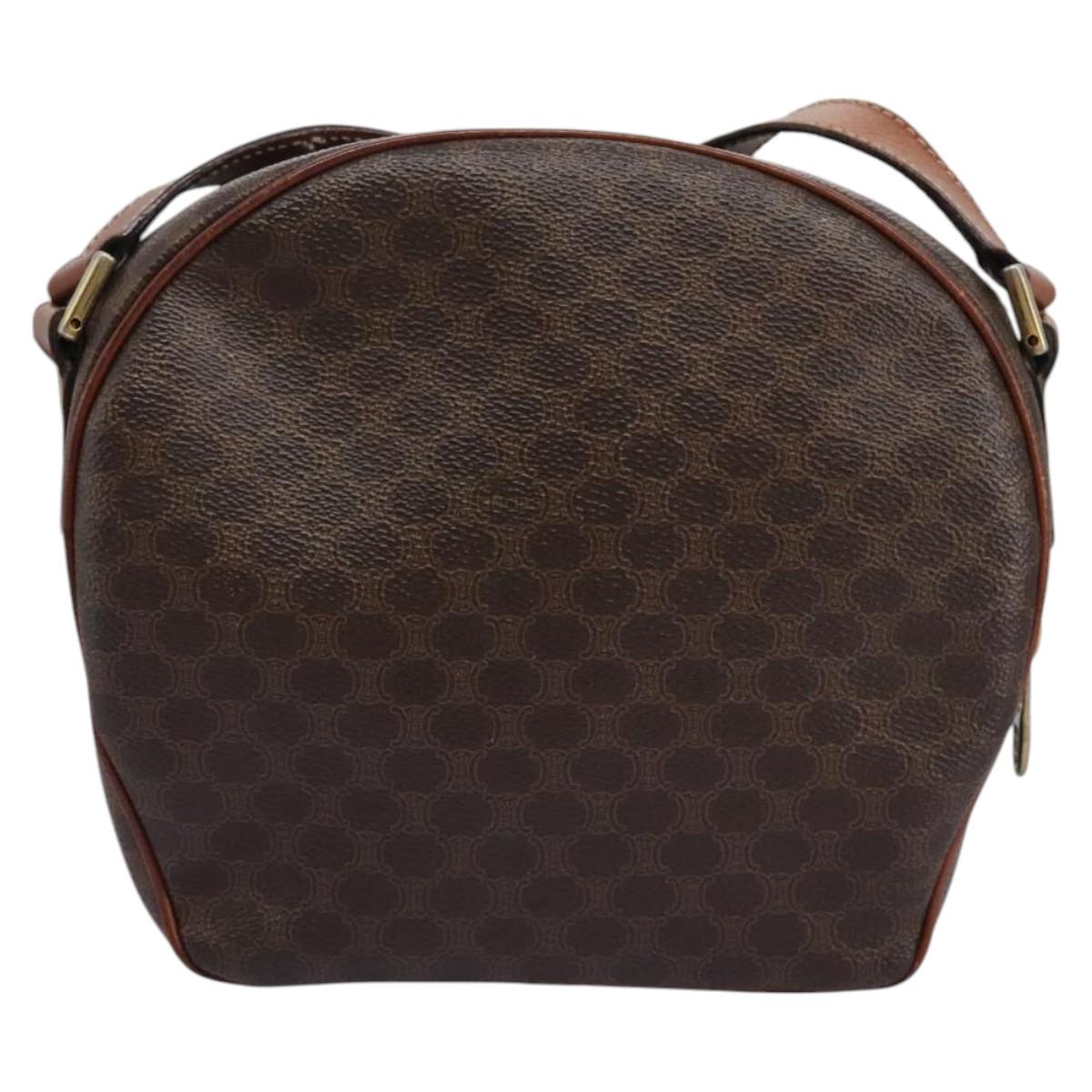 CELINE Macadam Canvas Shoulder Bag PVC Leather Brown
