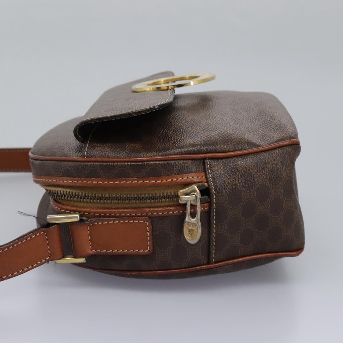 CELINE Macadam Canvas Shoulder Bag PVC Leather Brown