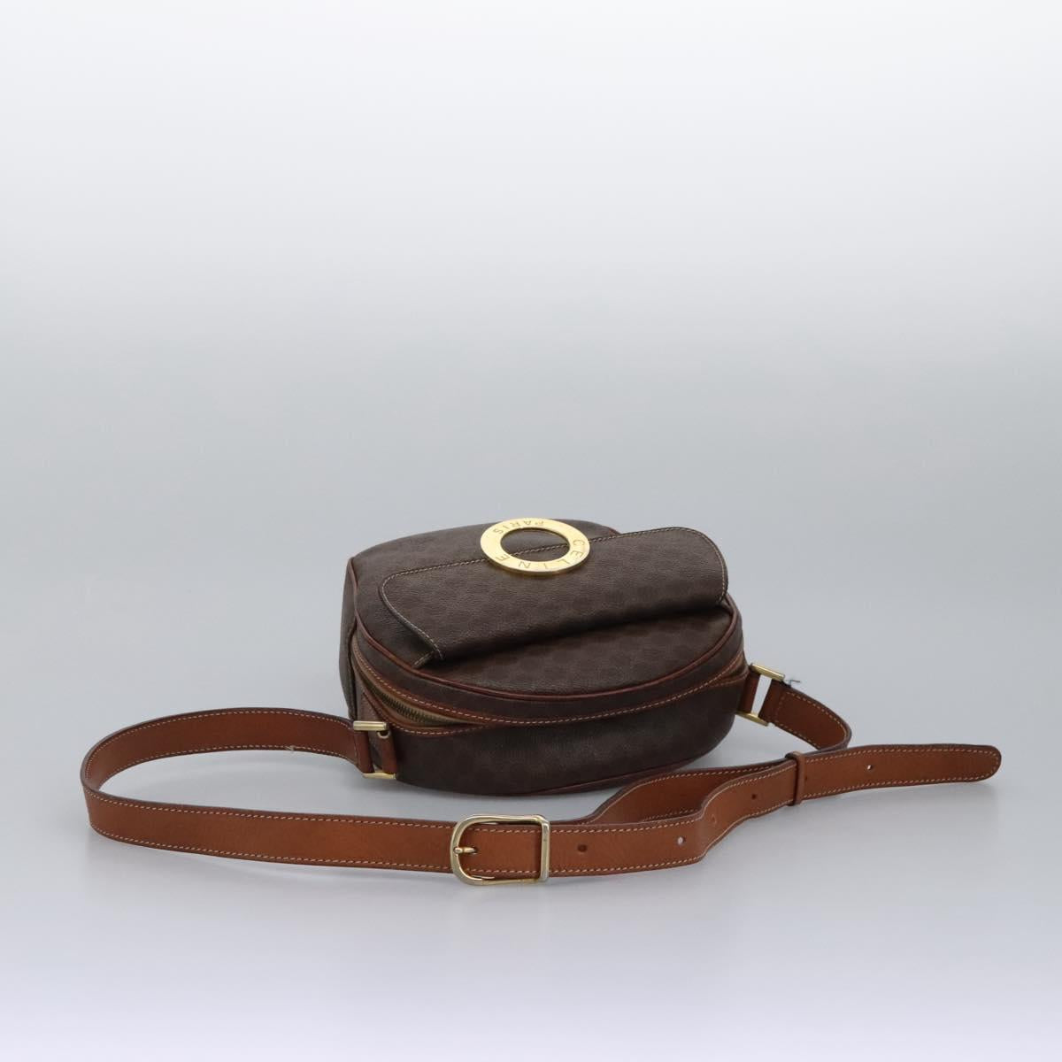 CELINE Macadam Canvas Shoulder Bag PVC Leather Brown