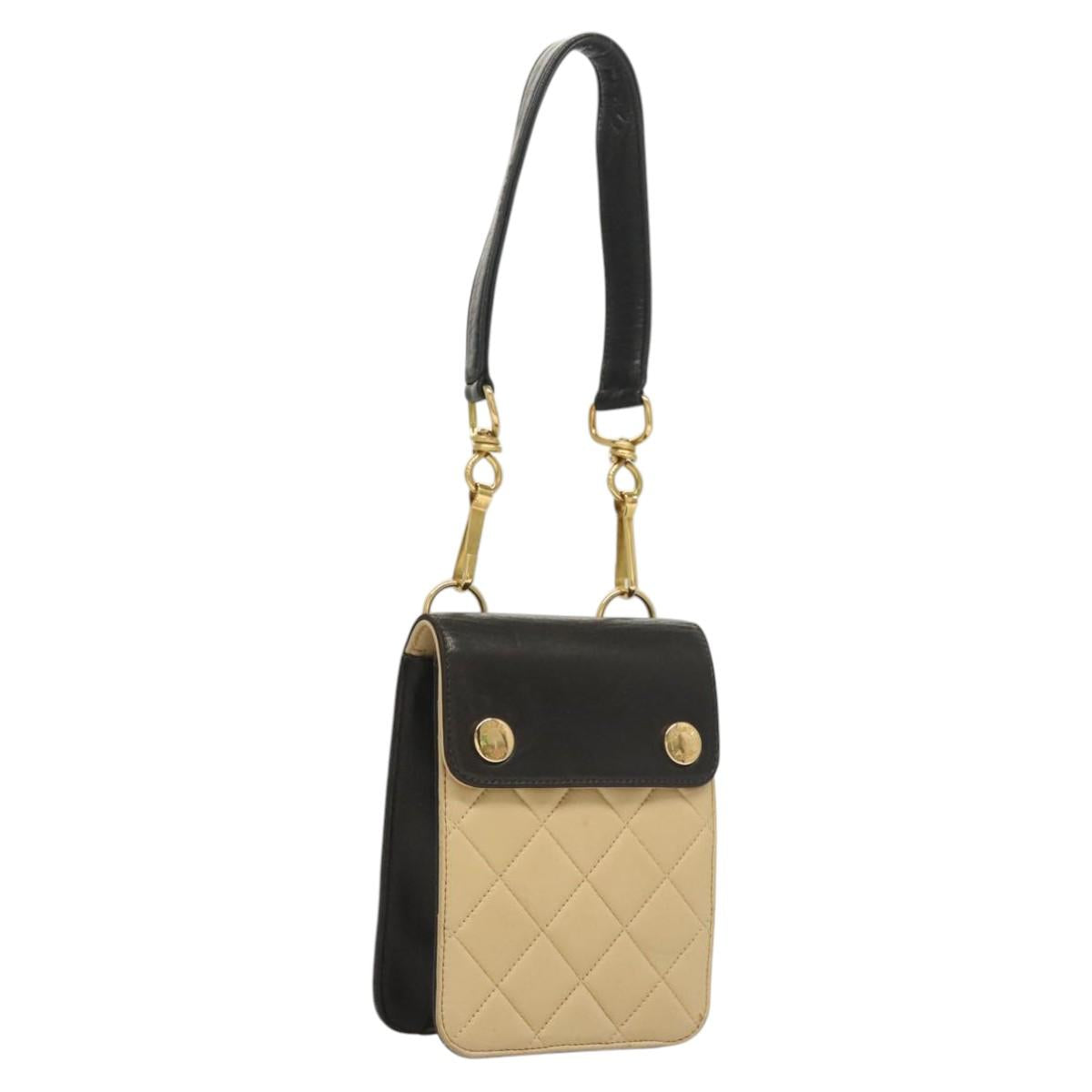 CHANEL Hand Bag Lamb Skin Beige CC