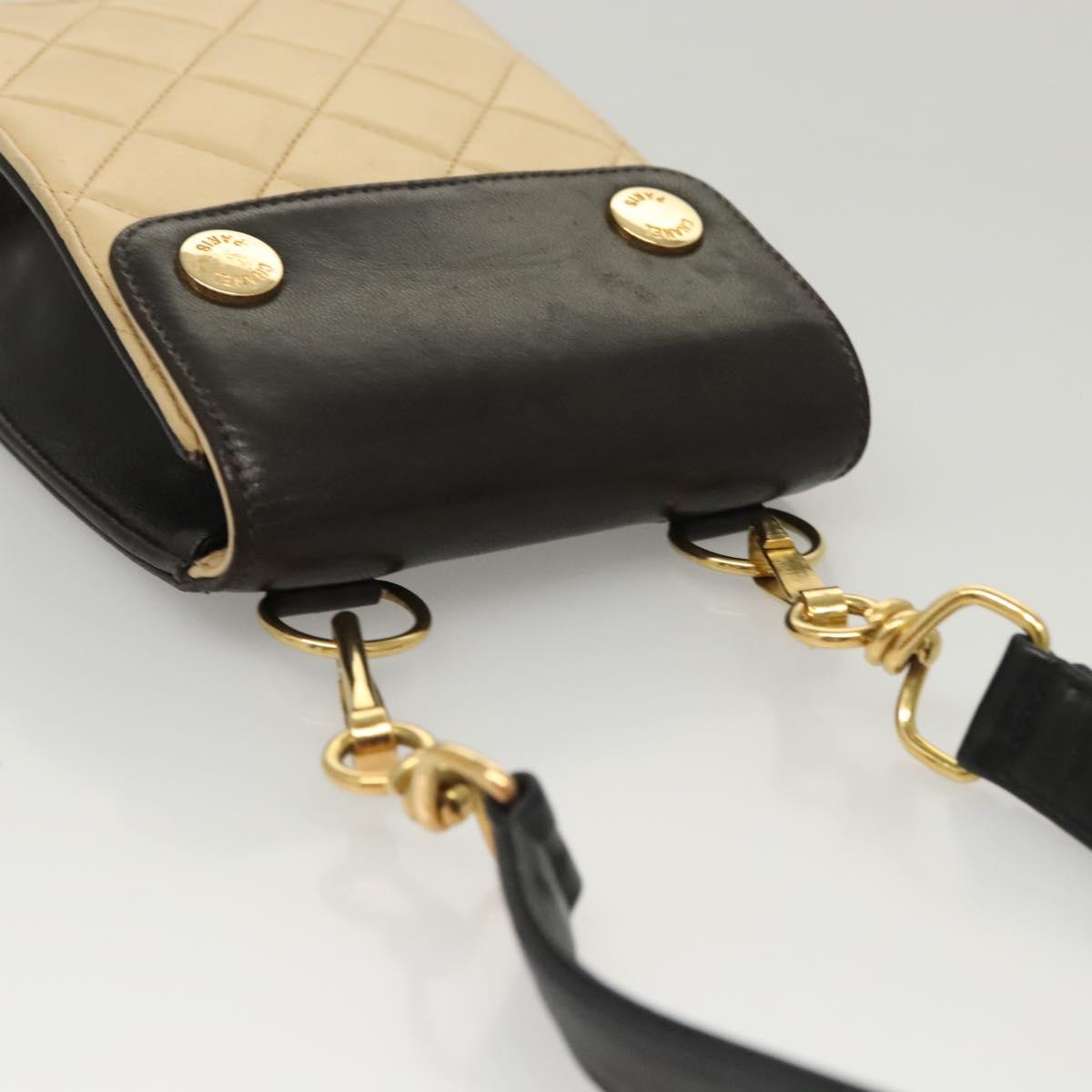 CHANEL Hand Bag Lamb Skin Beige CC