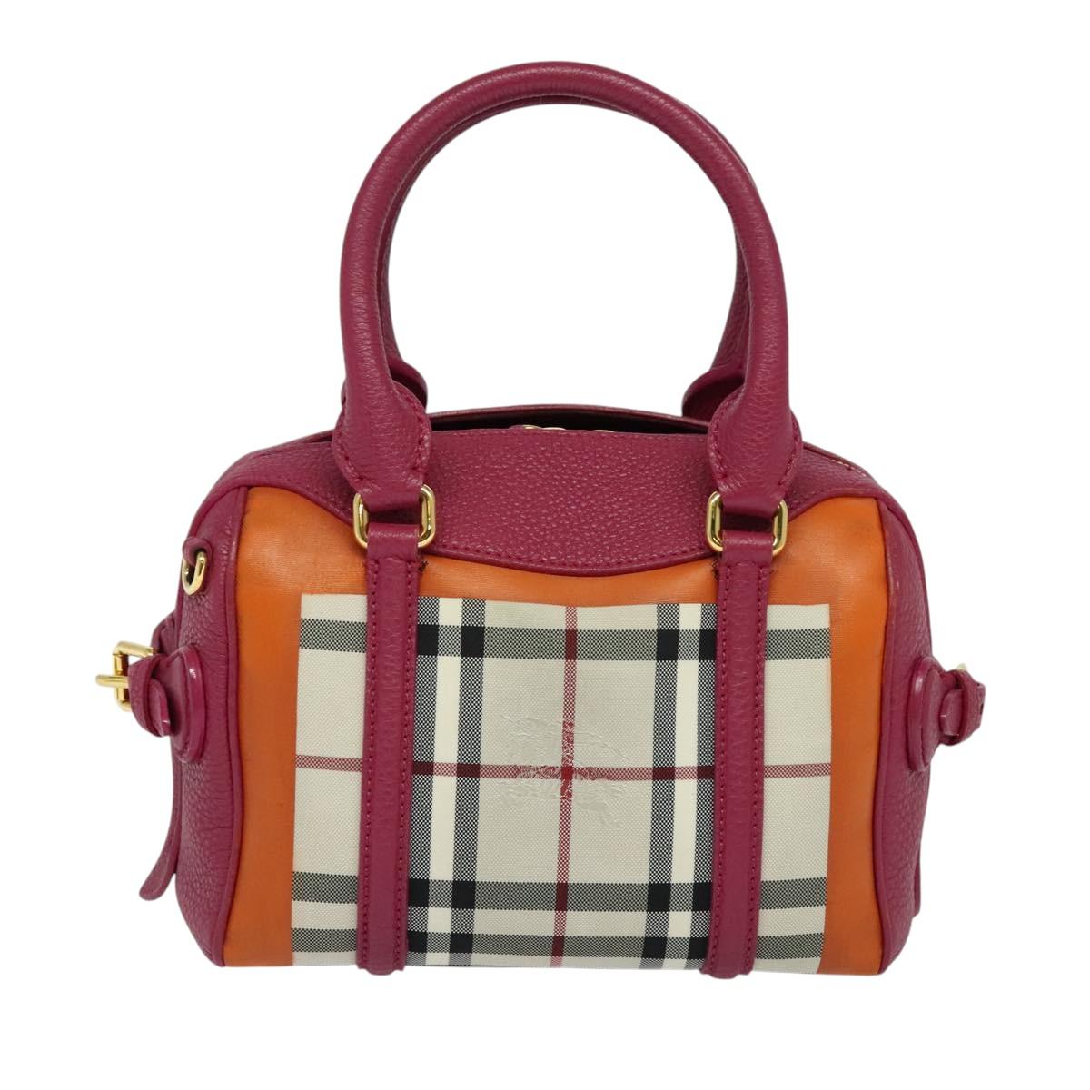 BURBERRY Nova Check Hand Bag Canvas 2way Beige Gold