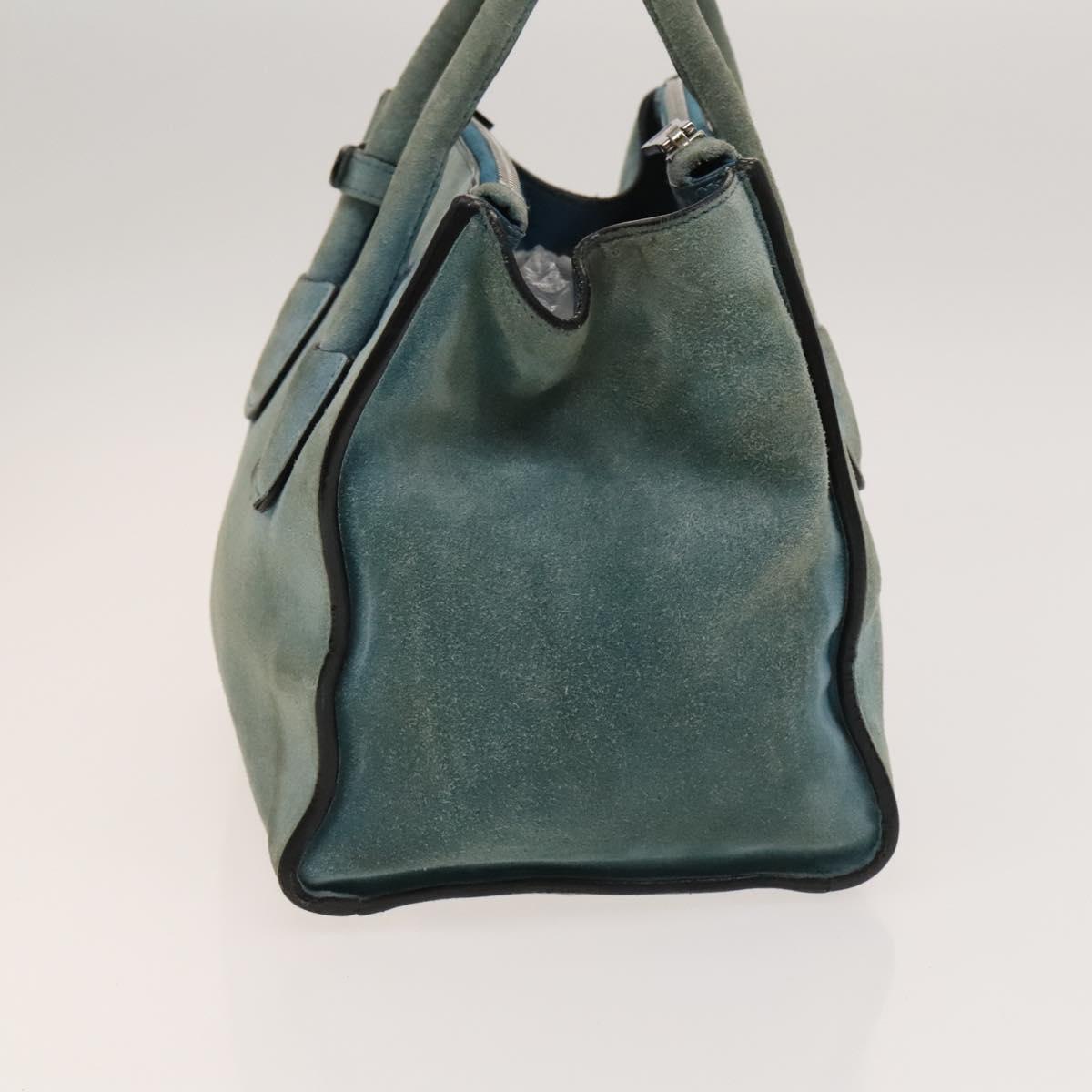 PRADA Hand Bag Suede 2way Blue Silver
