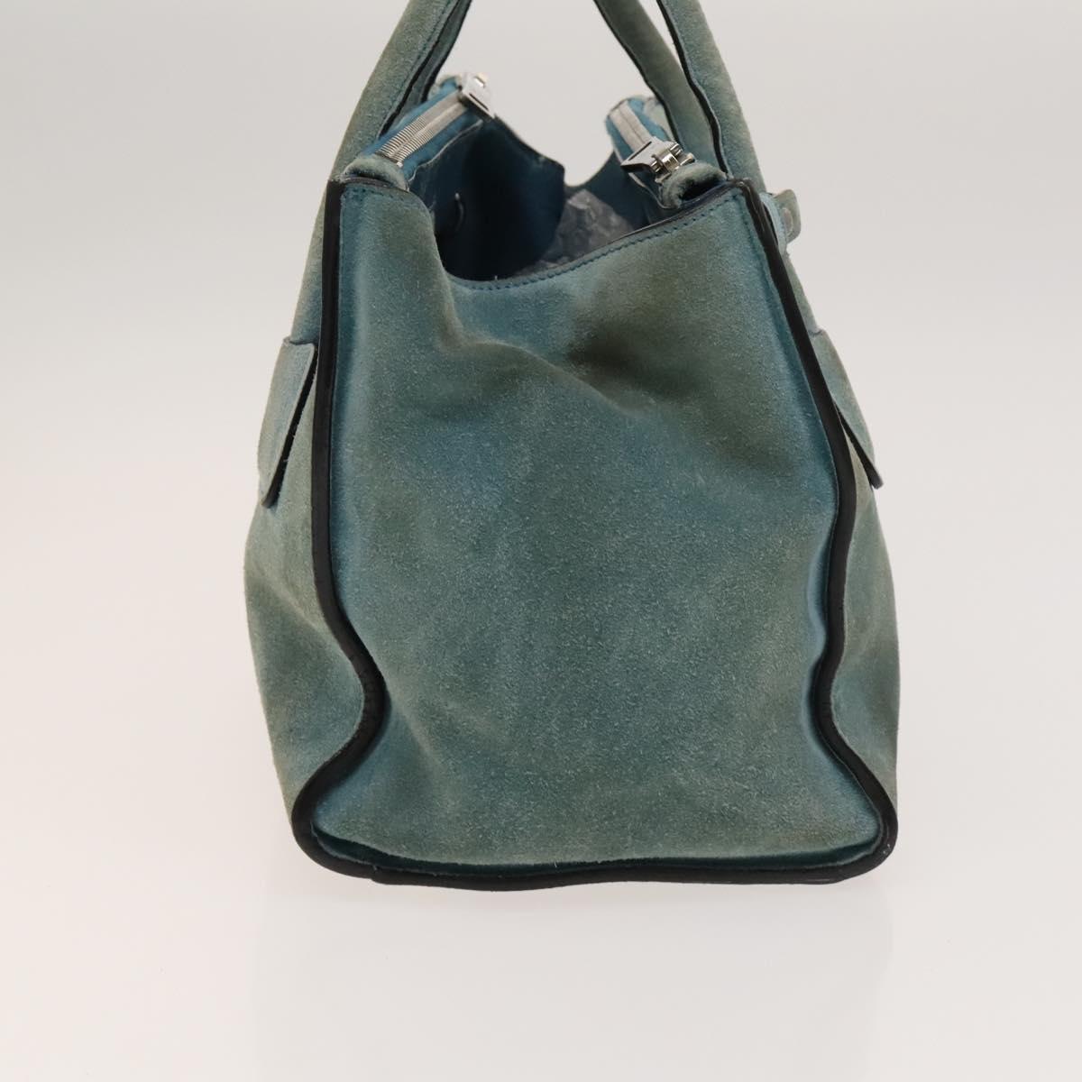 PRADA Hand Bag Suede 2way Blue Silver