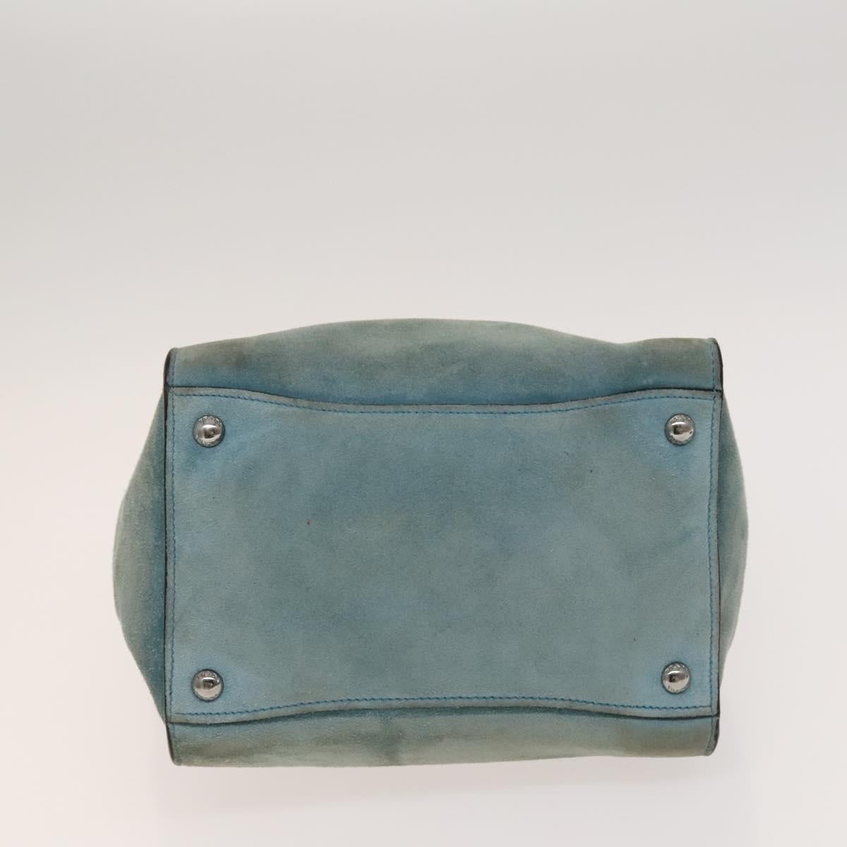 PRADA Hand Bag Suede 2way Blue Silver