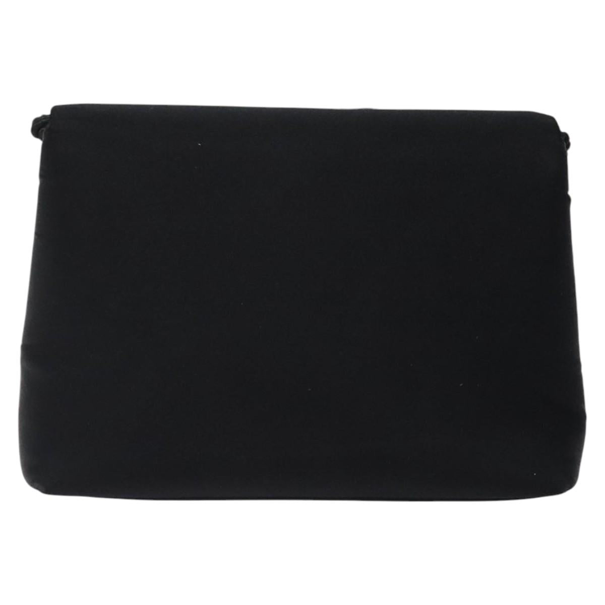 CHANEL Shoulder Bag Silk Black Gold CC