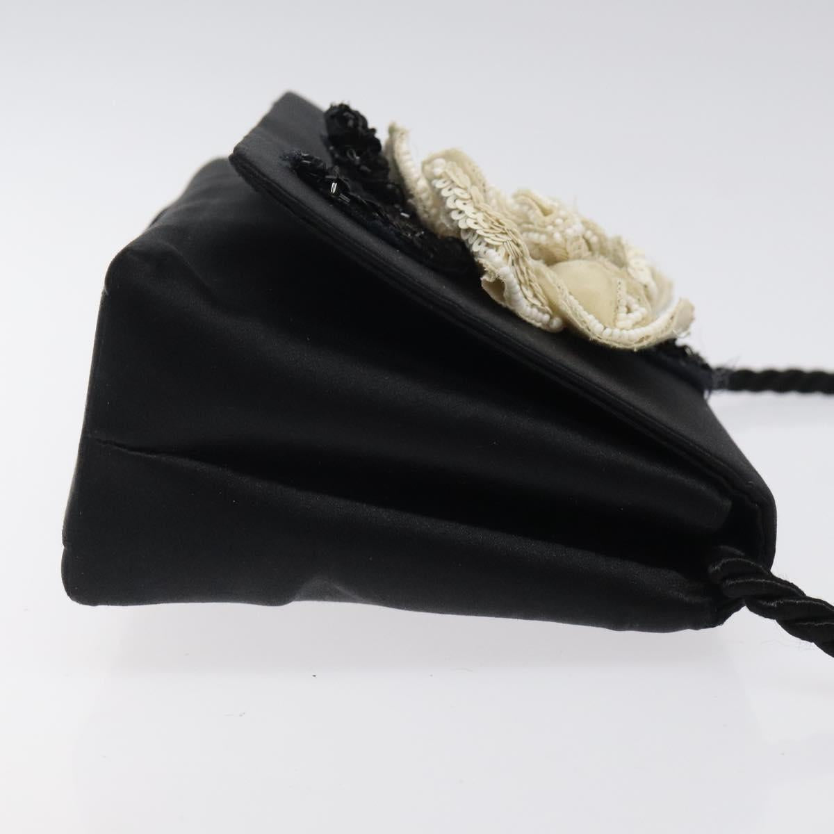 CHANEL Shoulder Bag Silk Black Gold CC