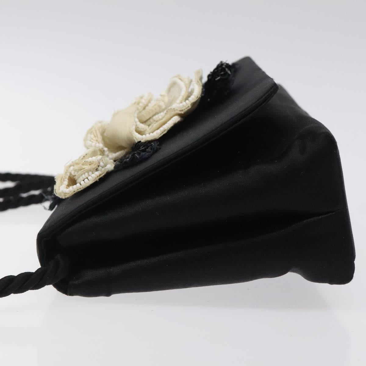 CHANEL Shoulder Bag Silk Black Gold CC