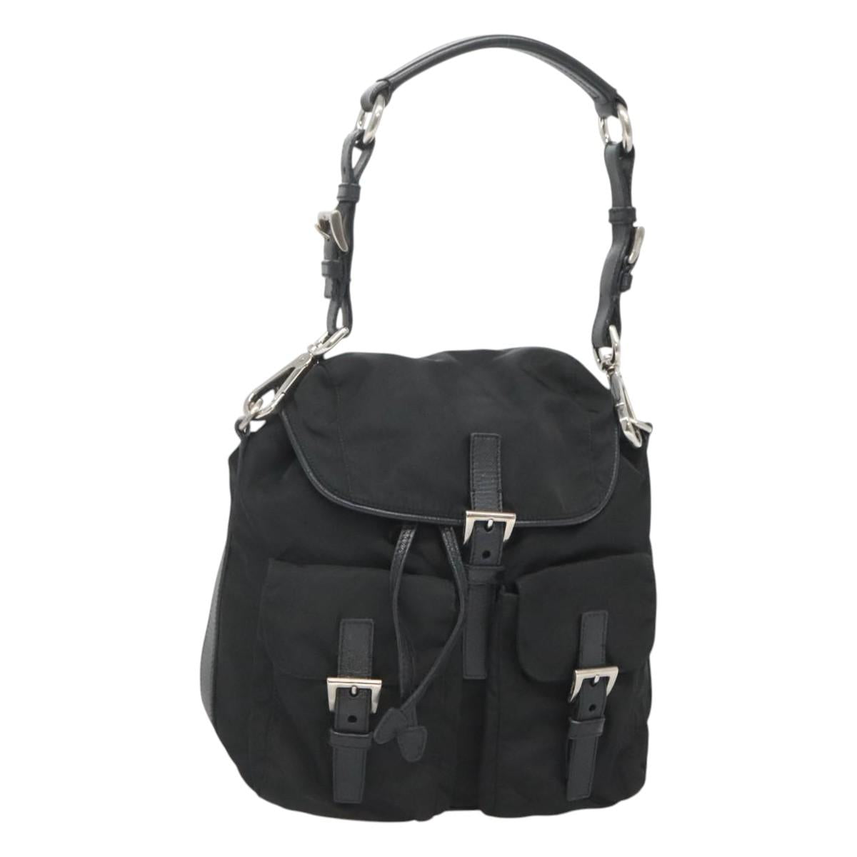 PRADA Shoulder Bag Nylon Black Silver