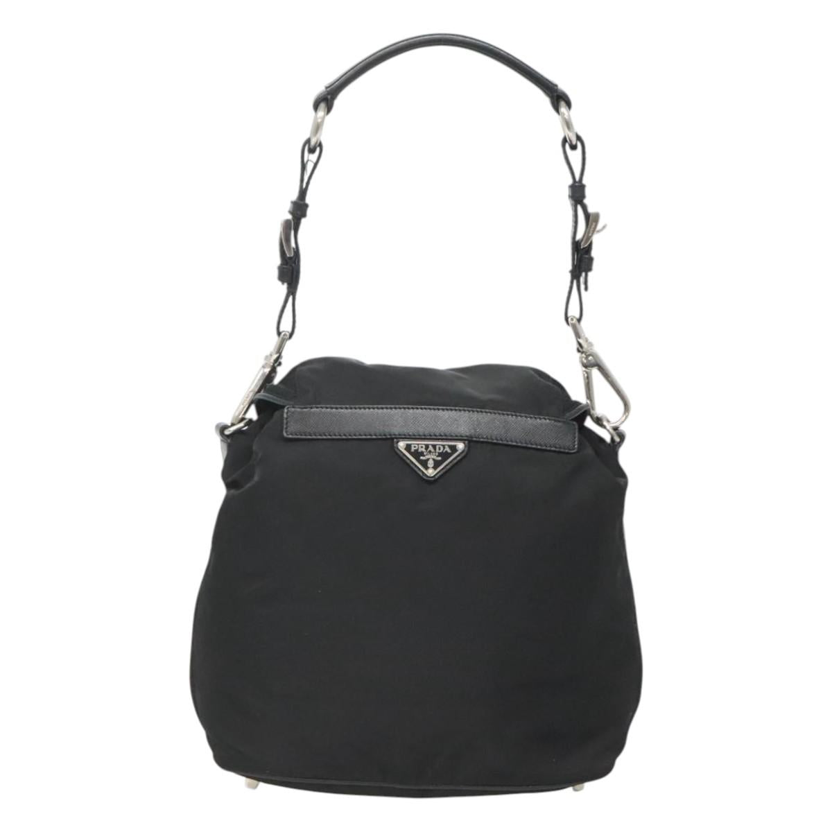 PRADA Shoulder Bag Nylon Black Silver