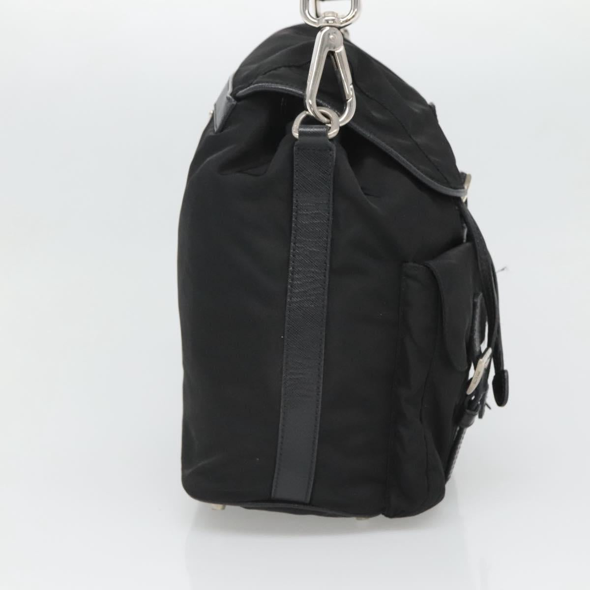 PRADA Shoulder Bag Nylon Black Silver