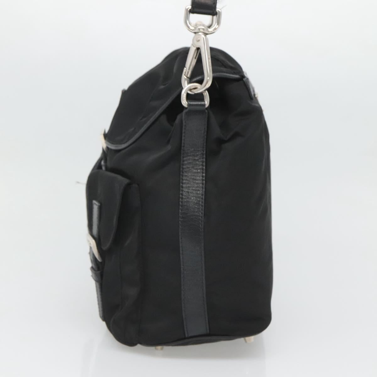 PRADA Shoulder Bag Nylon Black Silver