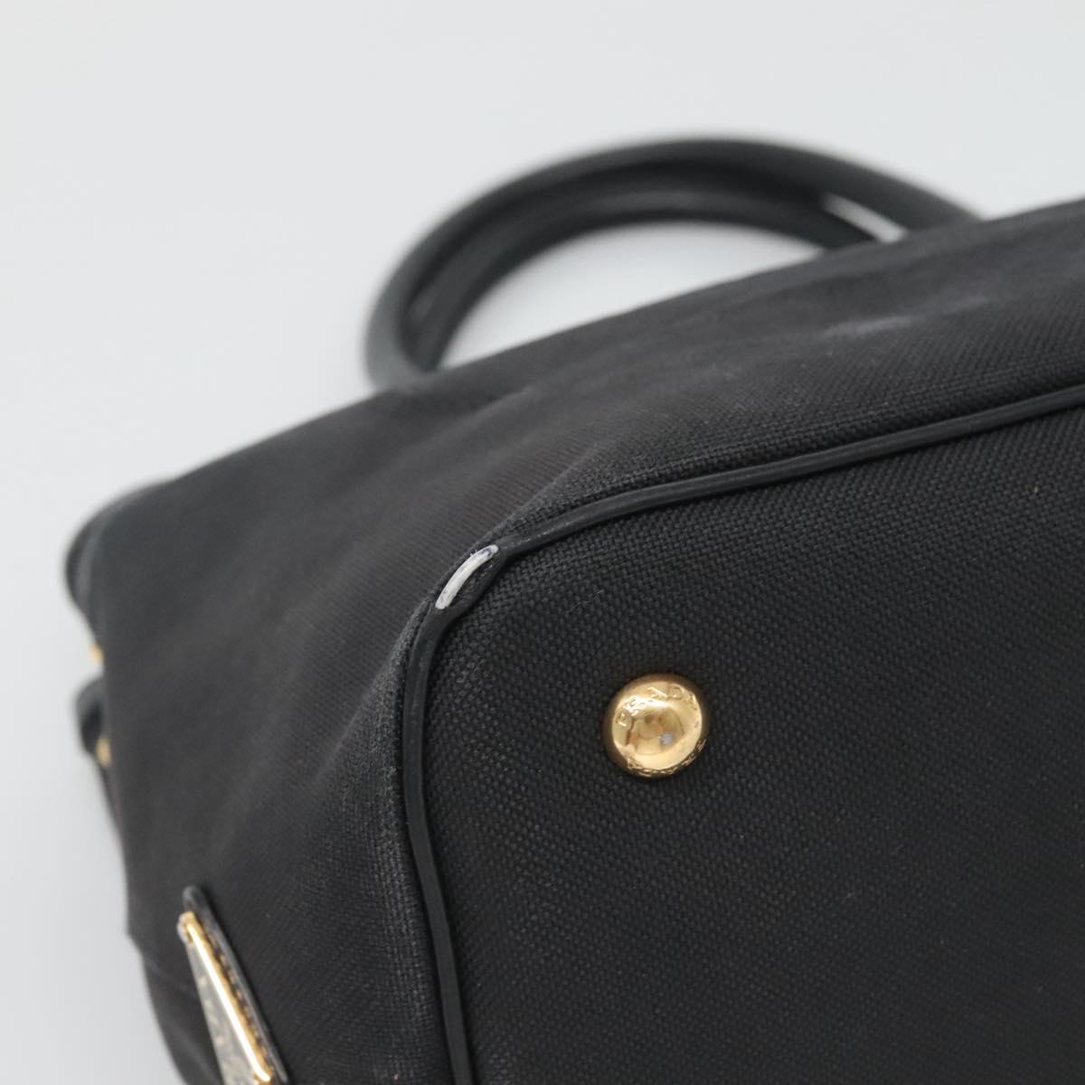 PRADA Hand Bag Canvas 2way Black Gold