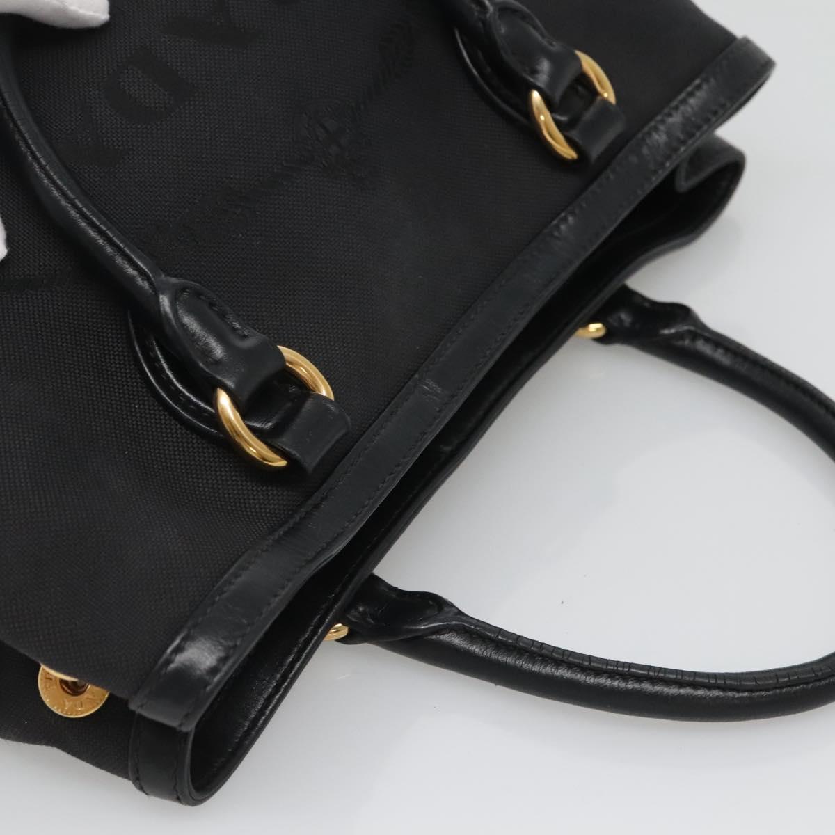 PRADA Hand Bag Canvas 2way Black Gold
