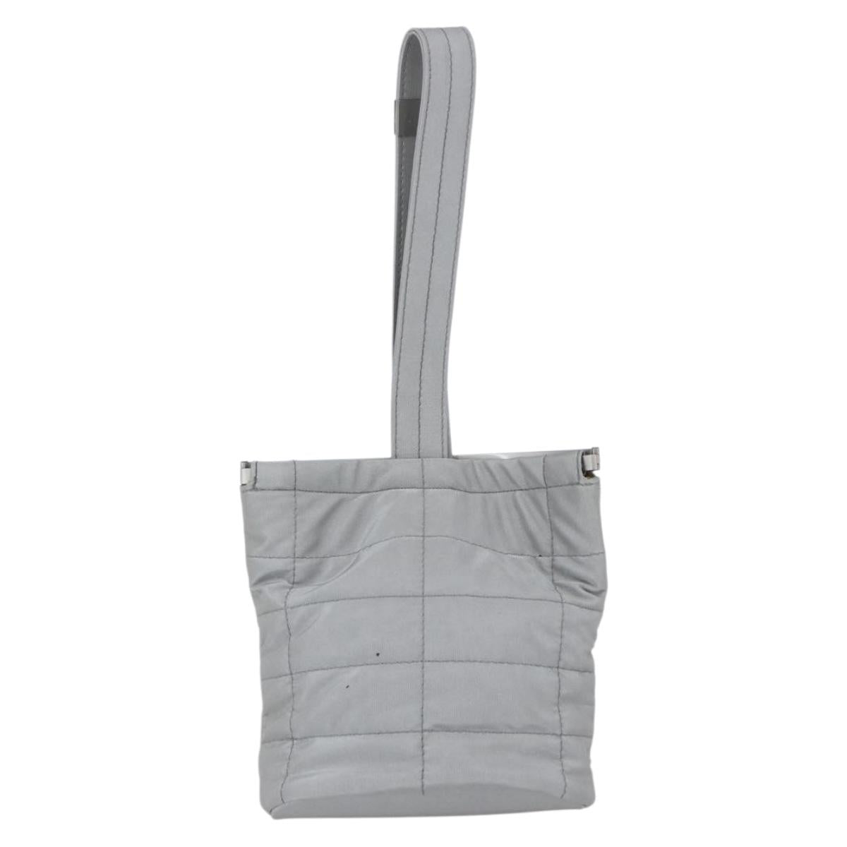 CHANEL Hand Bag Nylon Silver CC