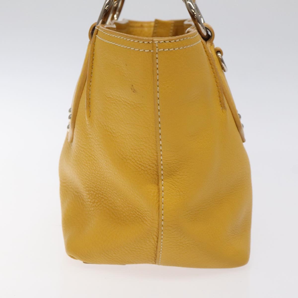 PRADA Hand Bag Leather Yellow Silver