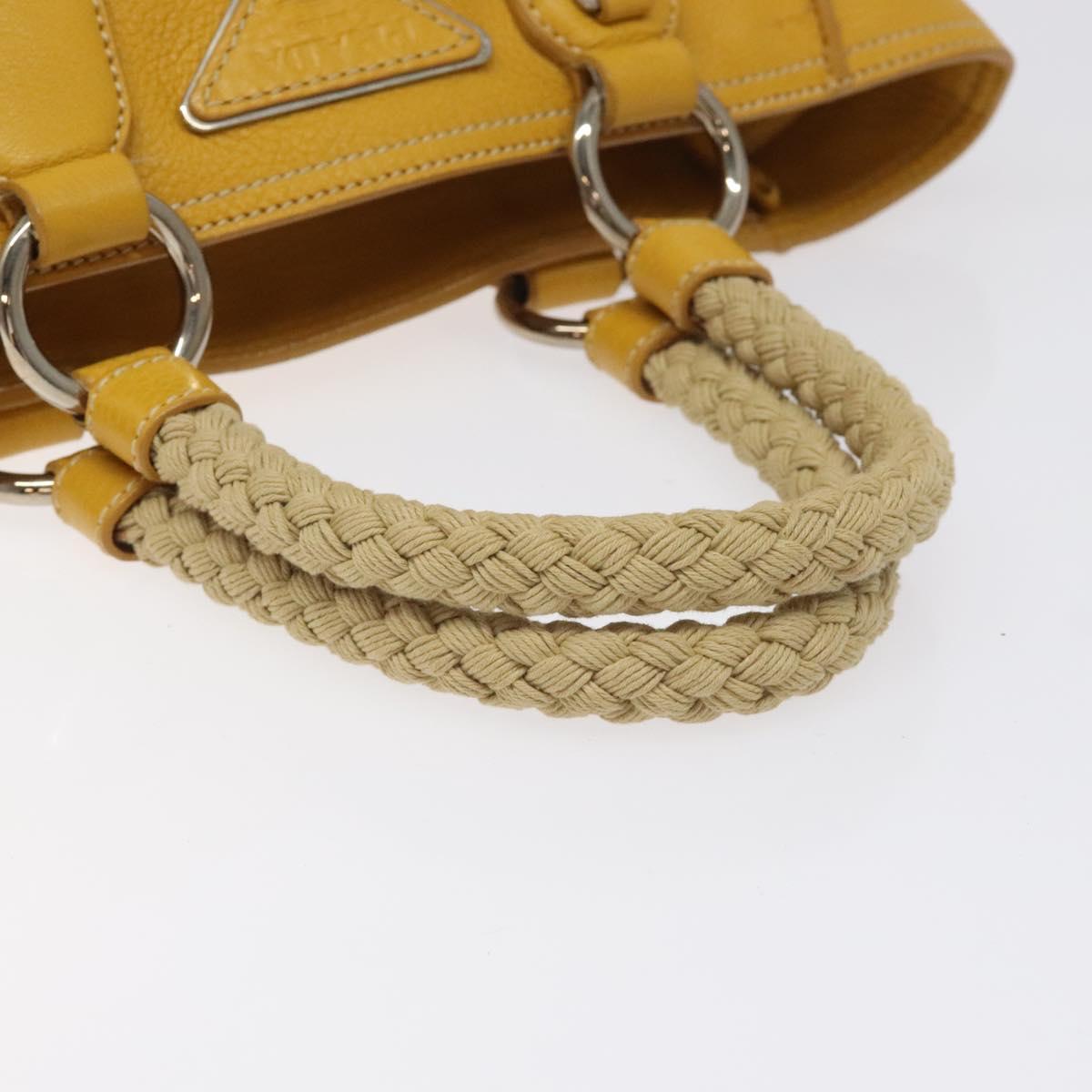 PRADA Hand Bag Leather Yellow Silver