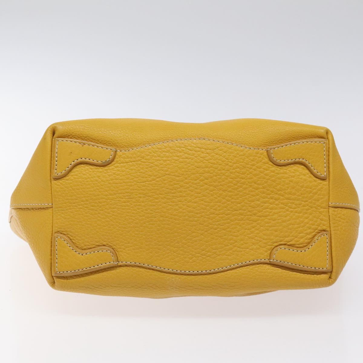 PRADA Hand Bag Leather Yellow Silver