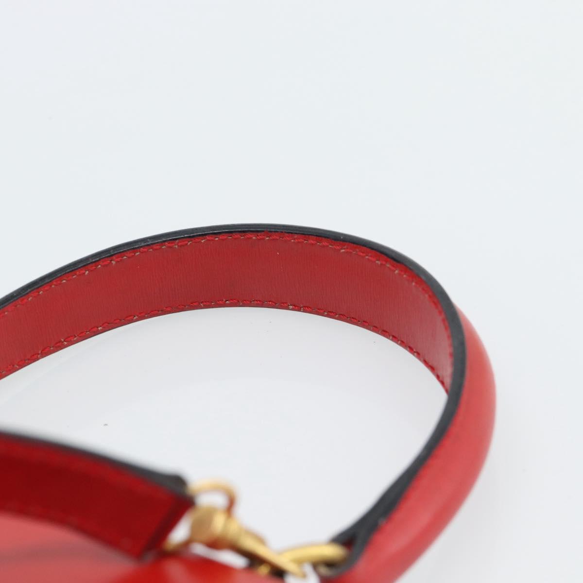 CELINE Hand Bag Leather 2way Red Gold