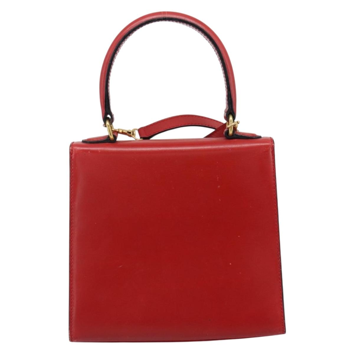 CELINE Hand Bag Leather 2way Red Gold
