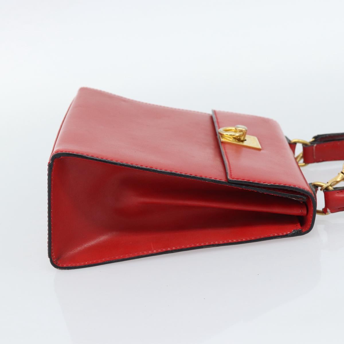 CELINE Hand Bag Leather 2way Red Gold