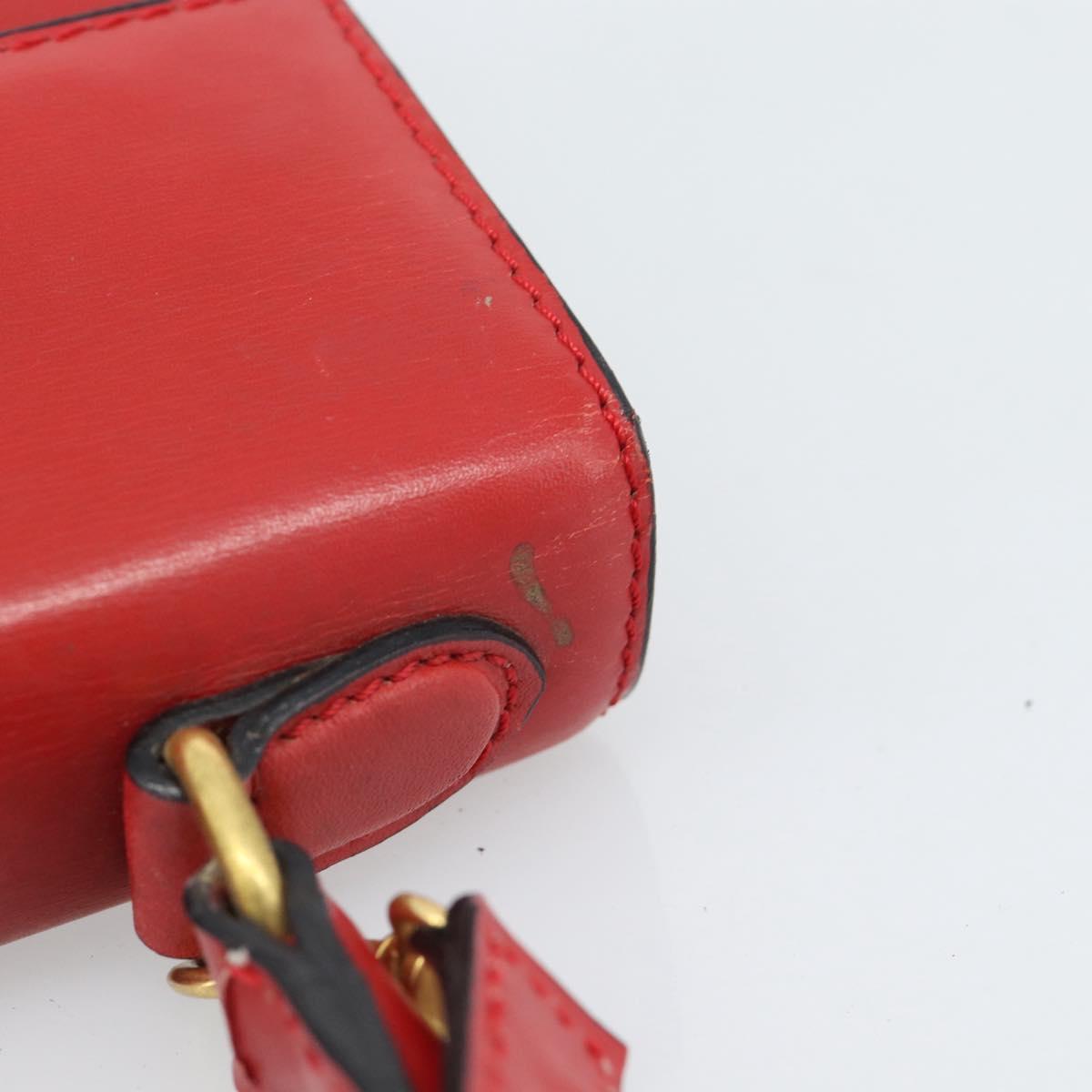 CELINE Hand Bag Leather 2way Red Gold