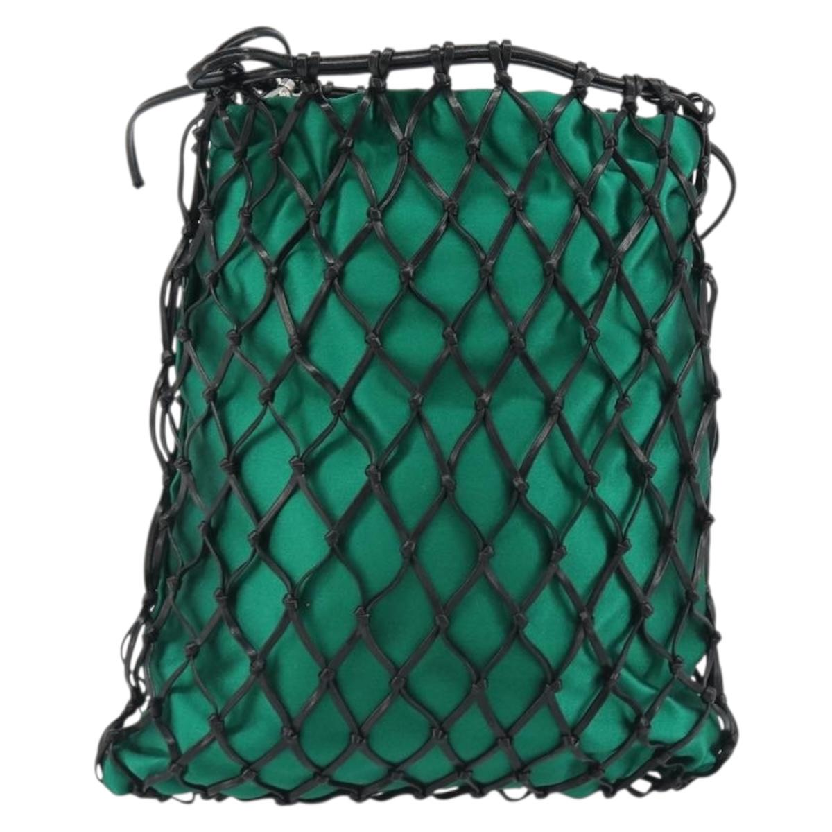 PRADA Chain Shoulder Bag Satin Green