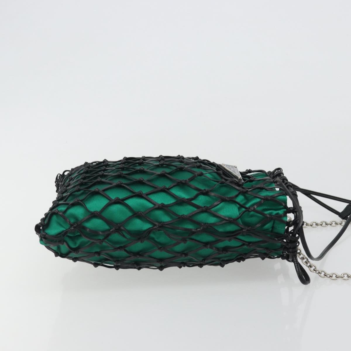 PRADA Chain Shoulder Bag Satin Green