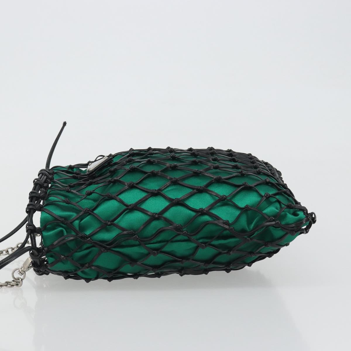 PRADA Chain Shoulder Bag Satin Green