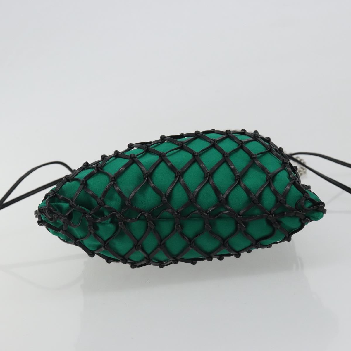 PRADA Chain Shoulder Bag Satin Green