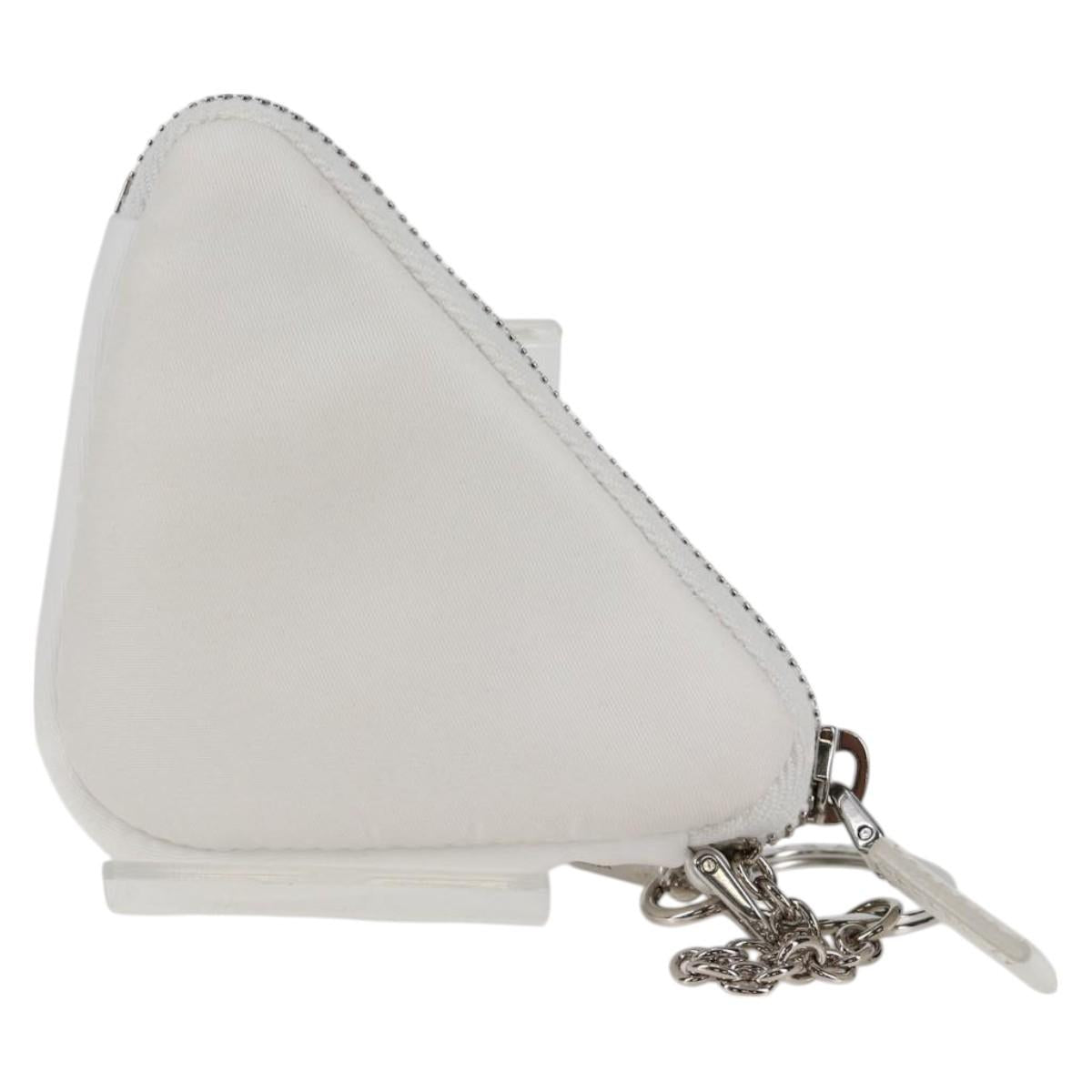 PRADA Shoulder Bag Nylon White Silver