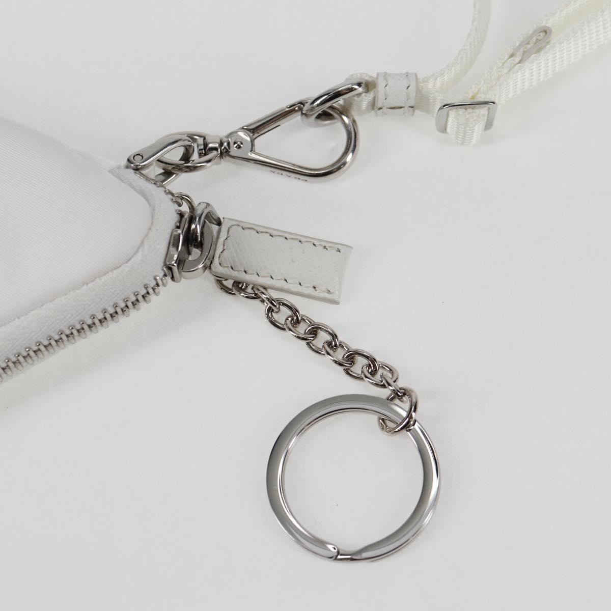 PRADA Shoulder Bag Nylon White Silver