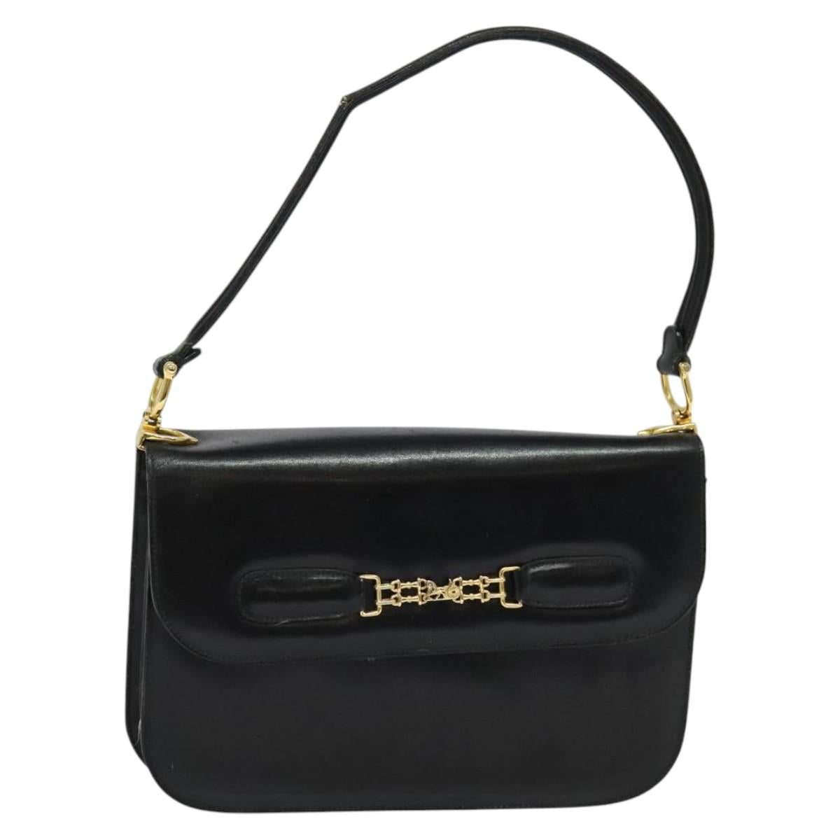 CELINE Shoulder Bag Leather Black Gold