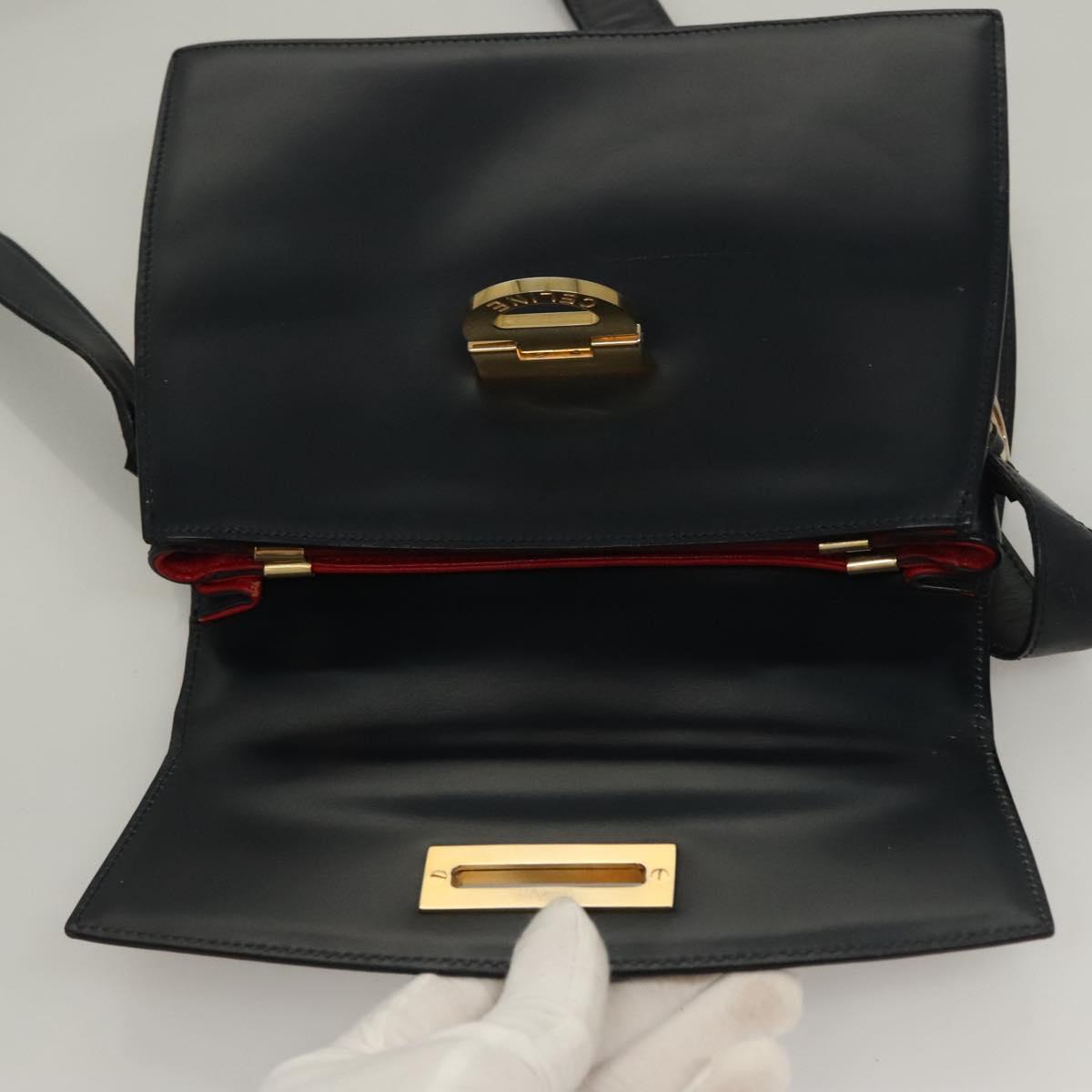 CELINE Shoulder Bag Leather Navy Gold
