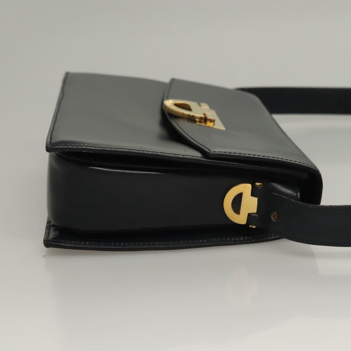 CELINE Shoulder Bag Leather Navy Gold