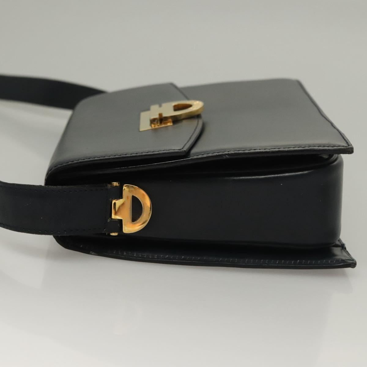 CELINE Shoulder Bag Leather Navy Gold