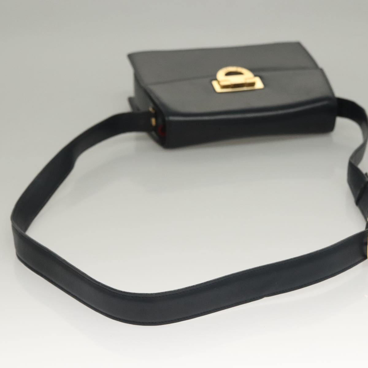 CELINE Shoulder Bag Leather Navy Gold