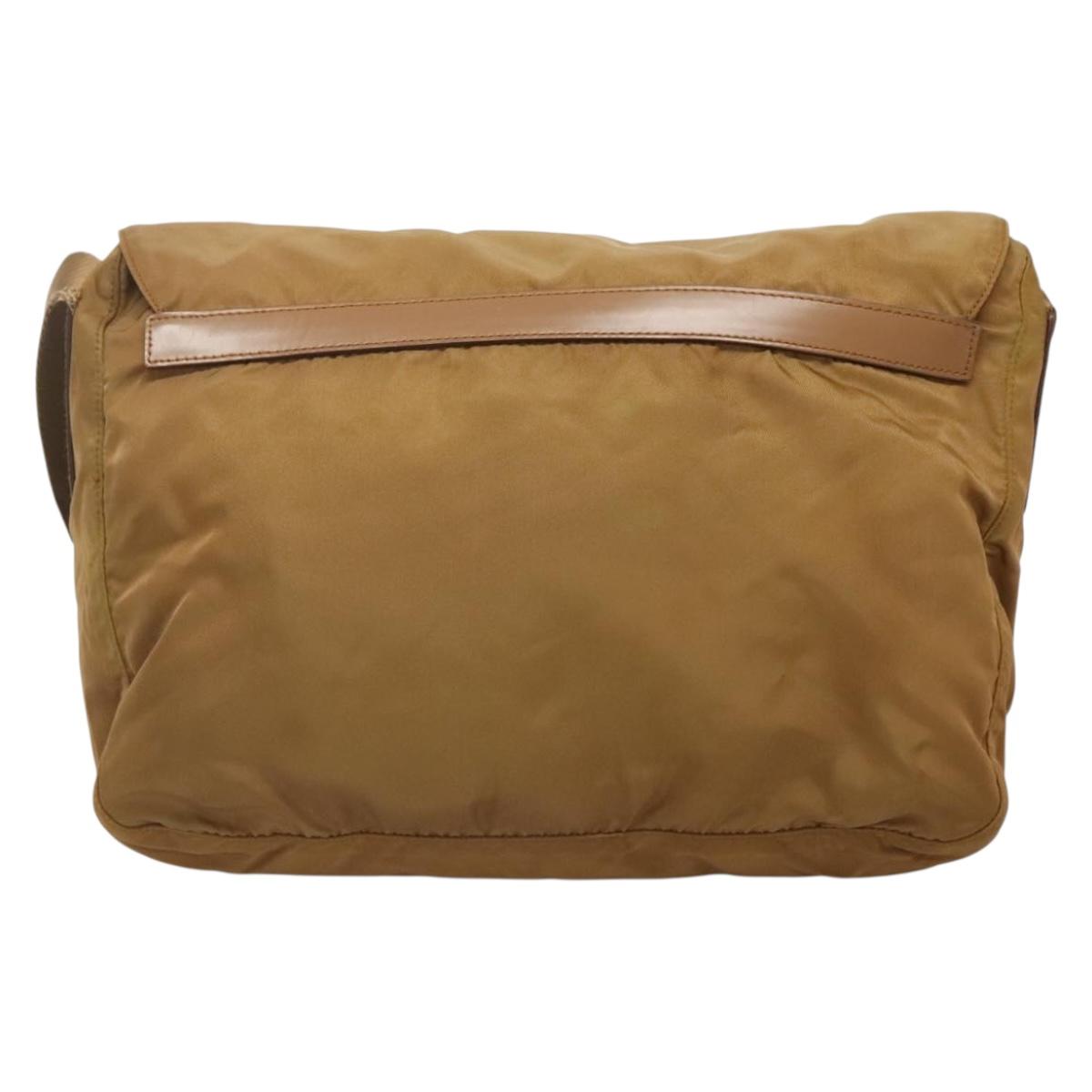 PRADA Shoulder Bag Nylon Brown Silver