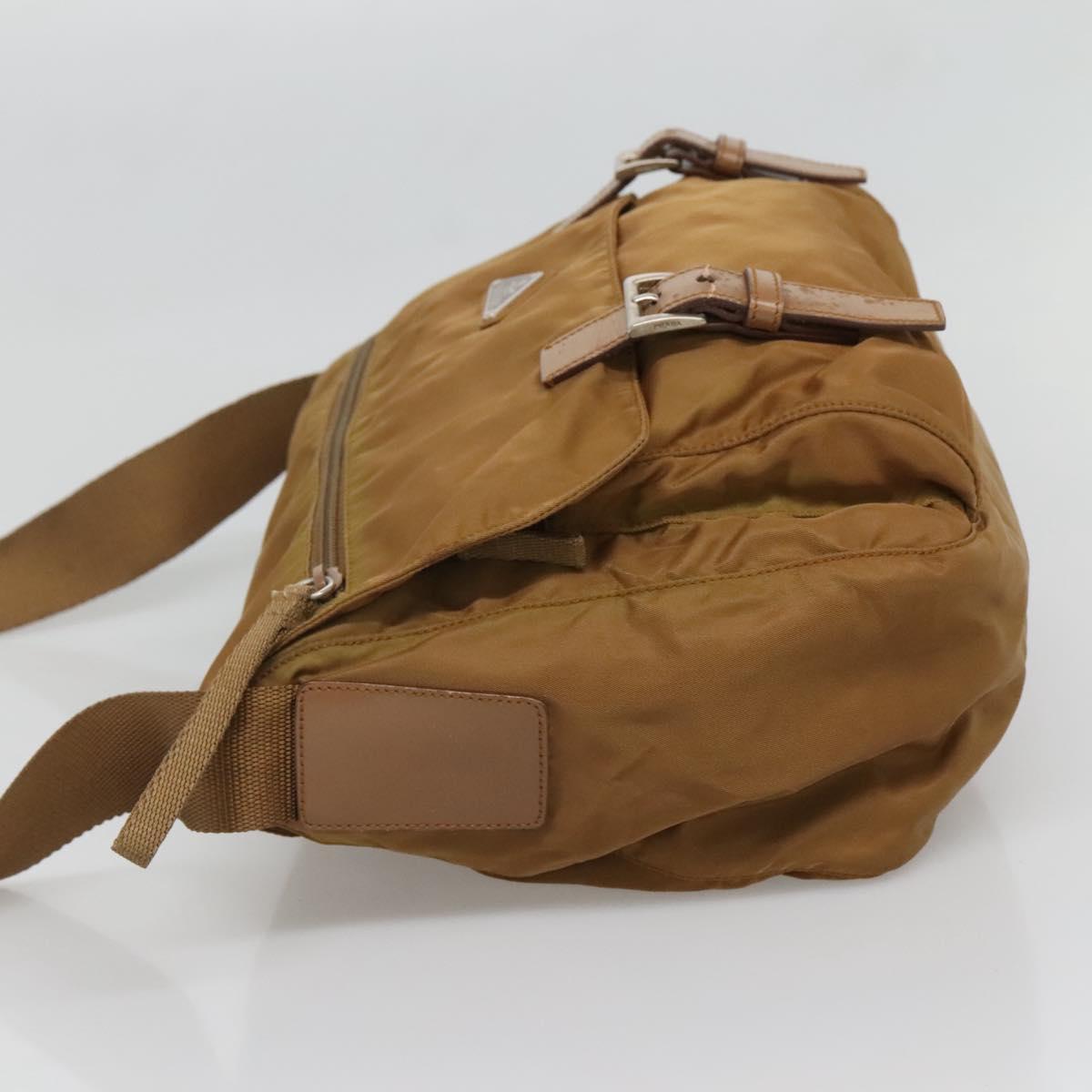 PRADA Shoulder Bag Nylon Brown Silver