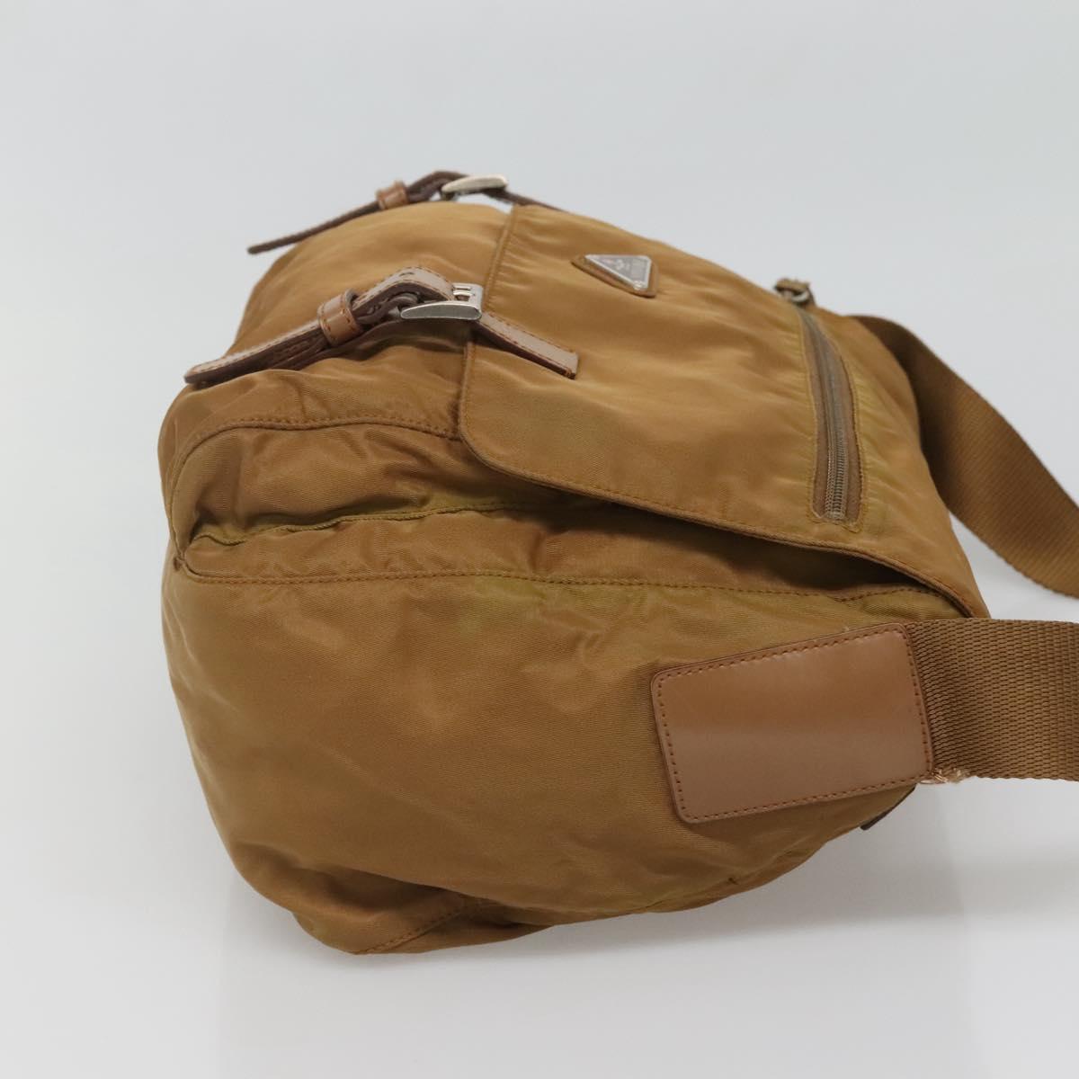 PRADA Shoulder Bag Nylon Brown Silver