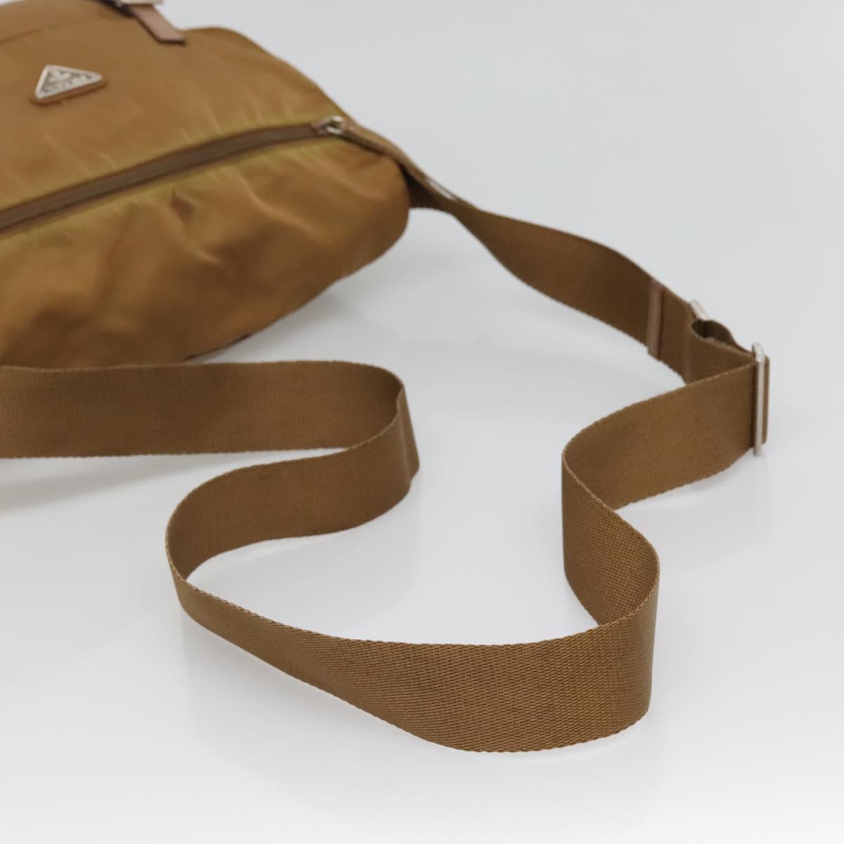 PRADA Shoulder Bag Nylon Brown Silver