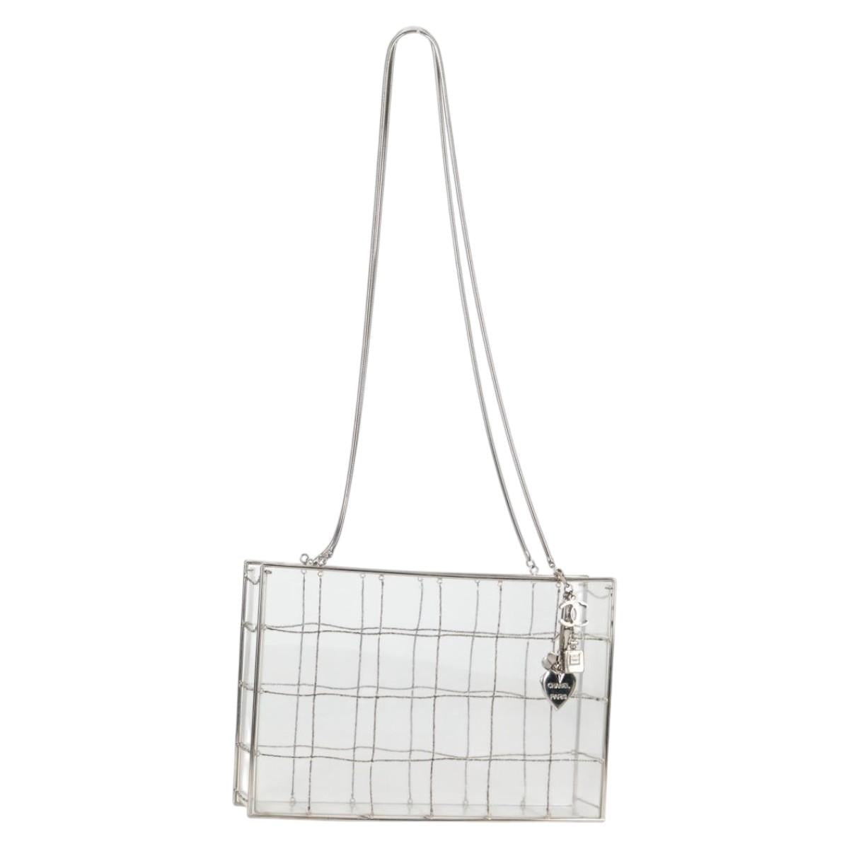 CHANEL Chain Tote Bag plastic Clear CC