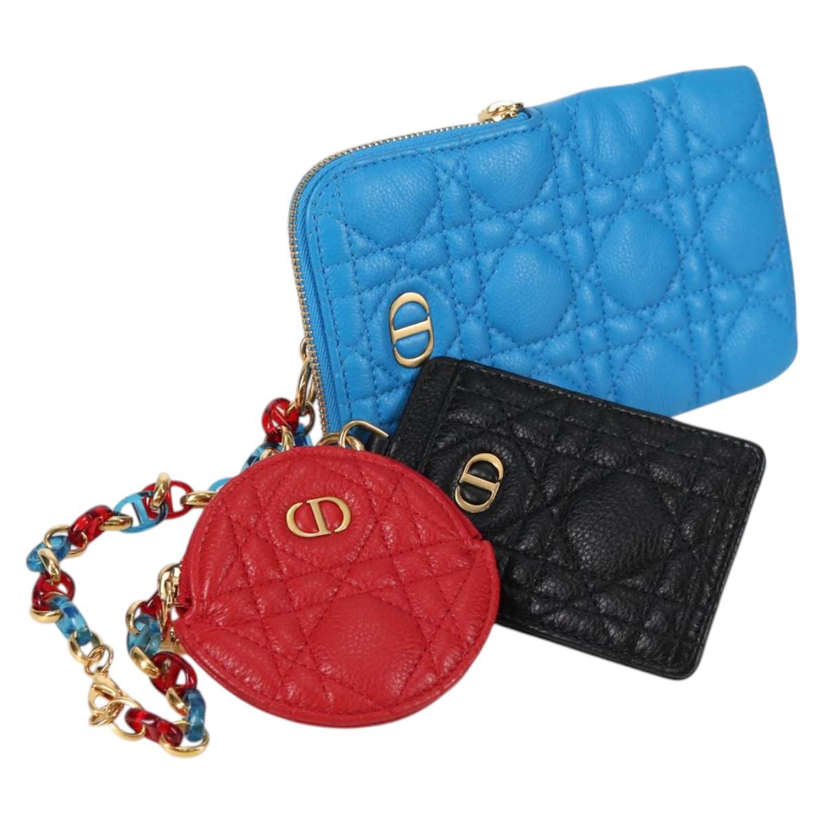 Christian Dior Canage Pouch Leather Blue Red black