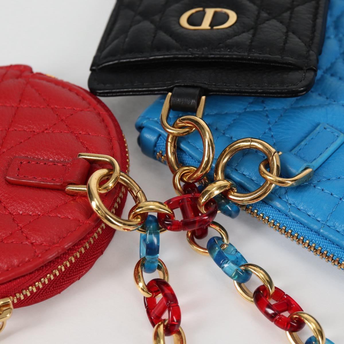 Christian Dior Canage Pouch Leather Blue Red black