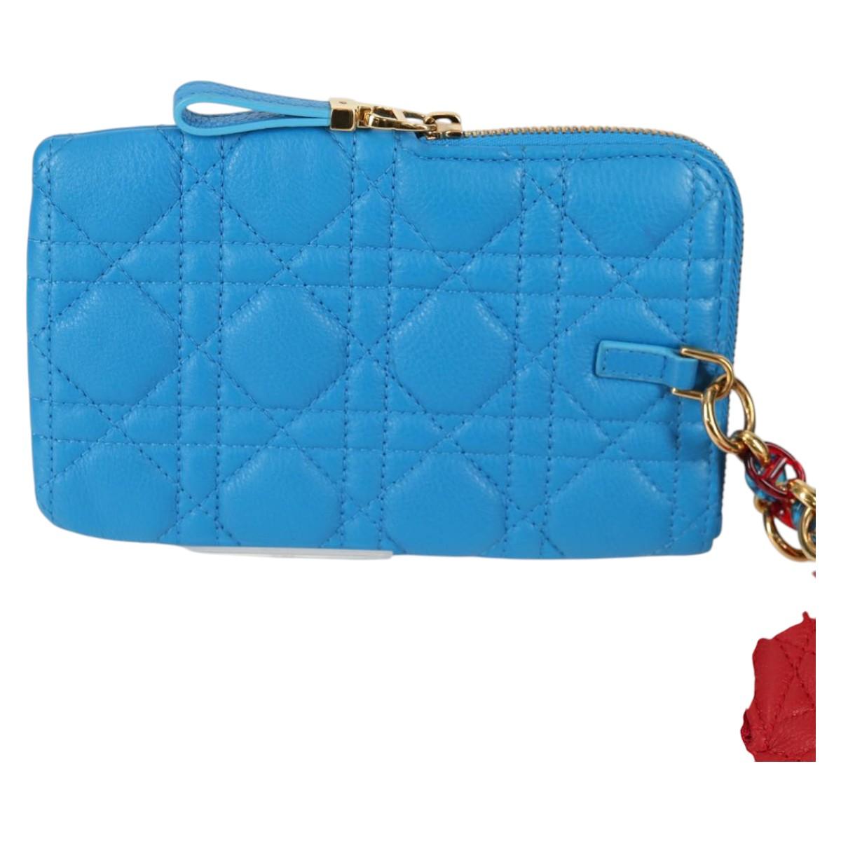 Christian Dior Canage Pouch Leather Blue Red black